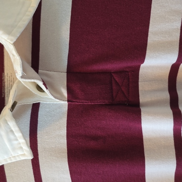 SONOMA BRAND BOYS BURGUNDY AND IVORY STRIPED RUGBY POLO SHIRT SIZE XL - Picture 7 of 13